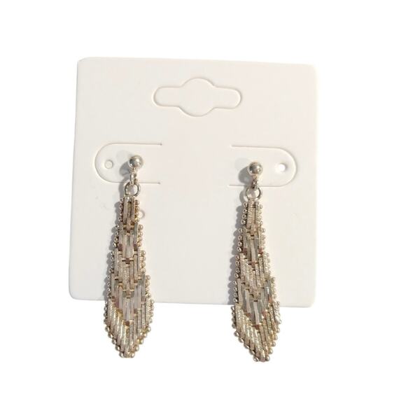 14k yellow gold vermeil Sterling Silver 925 Dangle Drop Earrings Posts Italy - Picture 3 of 8